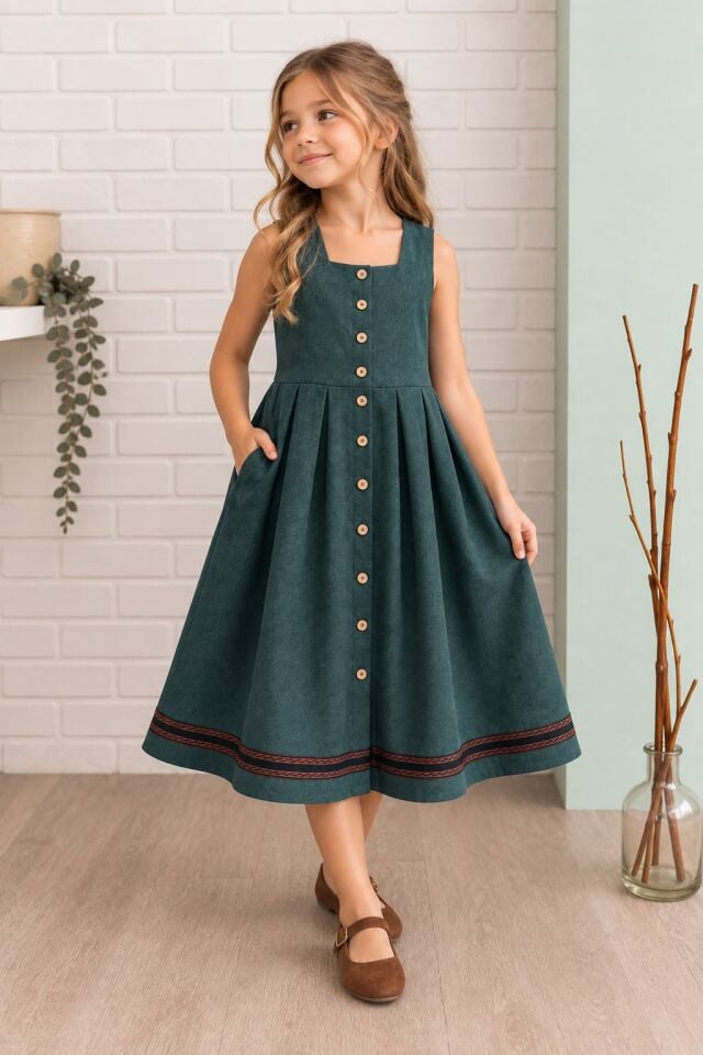 Kolsuz Dirndl Pazen Fiona Çocuk Elbise
