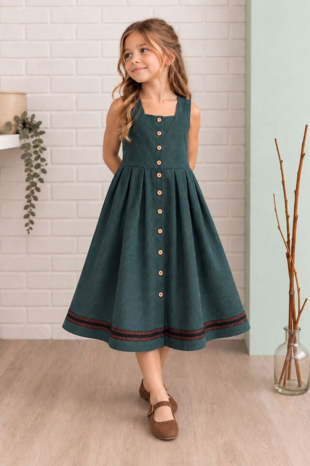 Kolsuz Dirndl Pazen Fiona Çocuk Elbise