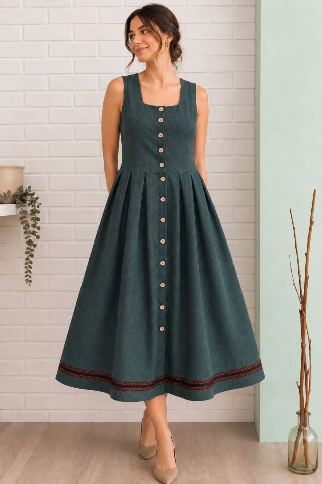 Kolsuz Dirndl Pazen Fiona Kadın Elbise