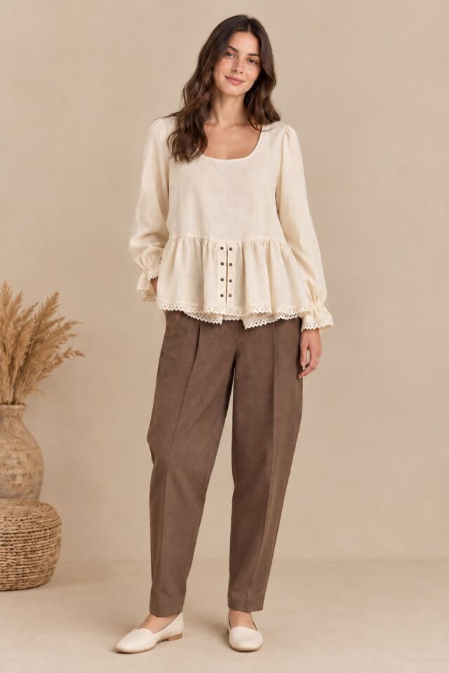 Havuç Kesim Pantolon Şilebezi Bluz-Shirt Anne-Oğul Takım