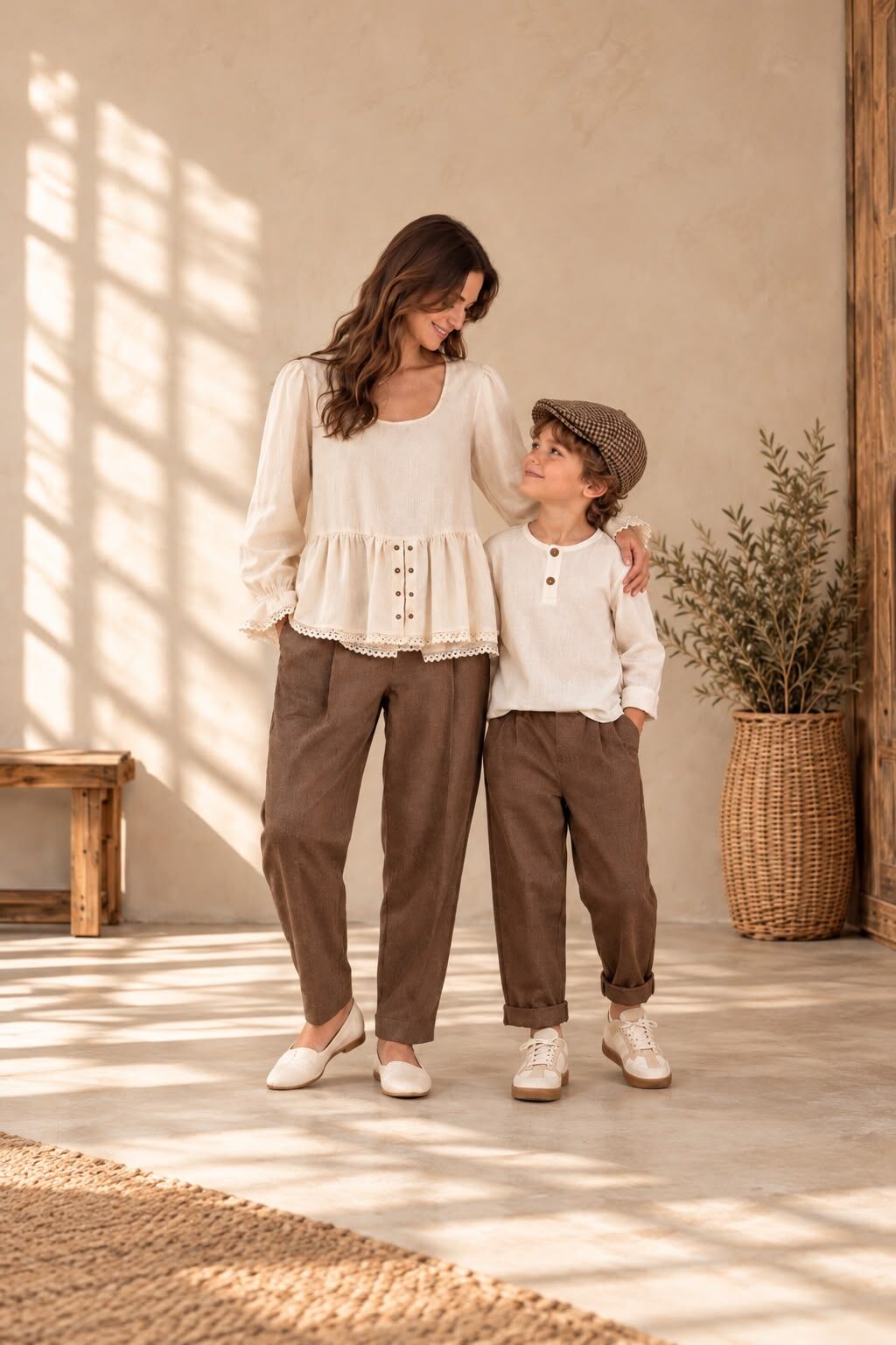 Havuç Kesim Pantolon Şilebezi Bluz-Shirt Anne-Oğul Takım