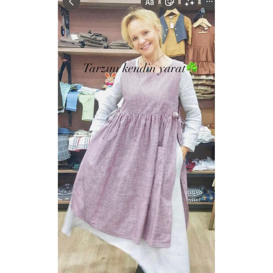 Yandan Bağlamalı Vintage Önlük