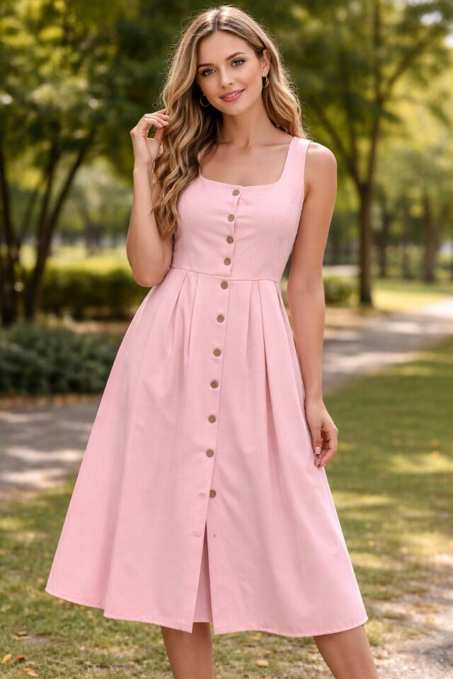 Kolsuz Dirndl Duck Keten Fiona Kadın Elbise
