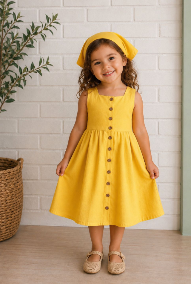 Kolsuz Dirndl Duck Keten Fiona Çocuk Elbise