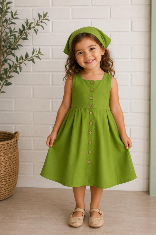 Kolsuz Dirndl Duck Keten Fiona Çocuk Elbise